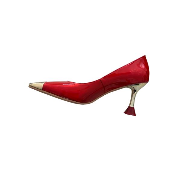 Findvell Red High Heels: Square Toe Stiletto Pumps, Sexy Kitten Heels, SZ 5.5 - Picture 7 of 11